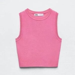 Zara | Size M | Pink Sleeveless Knit Crop Top